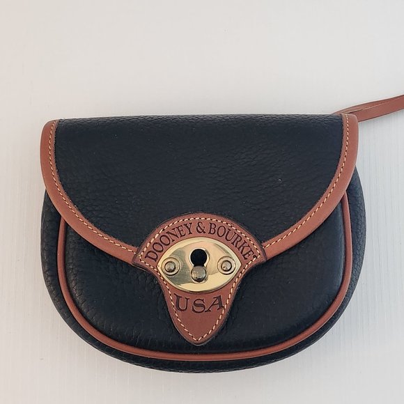 Dooney & Bourke Handbags - VINTAGE Dooney & Bourke Black Small Cavalry Belt Bag / Crossbody
